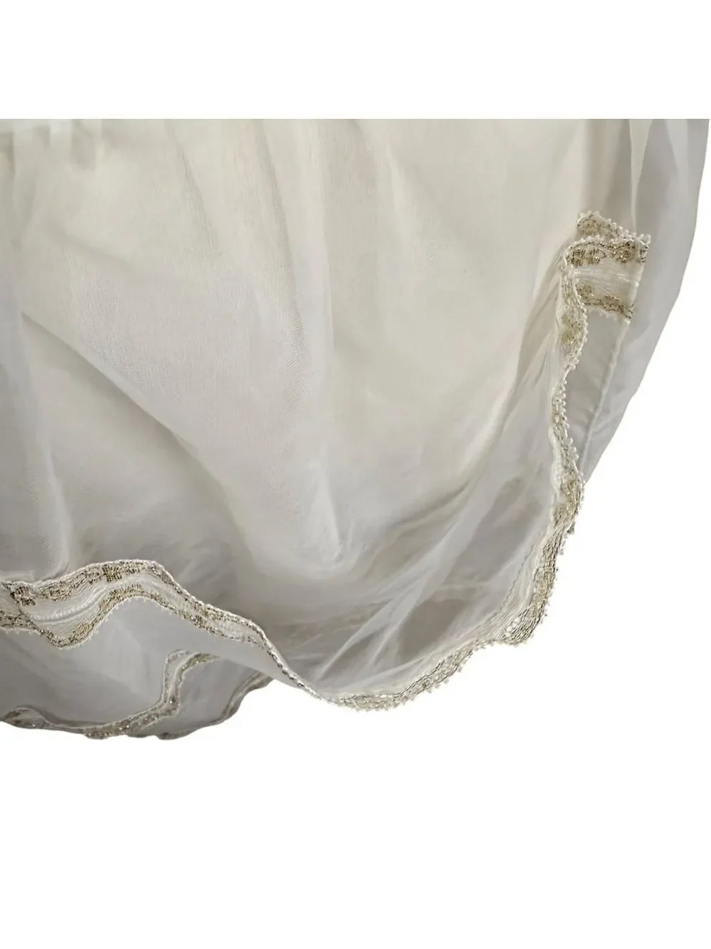Vintage Handmade Apron One Size White with Gold Trim